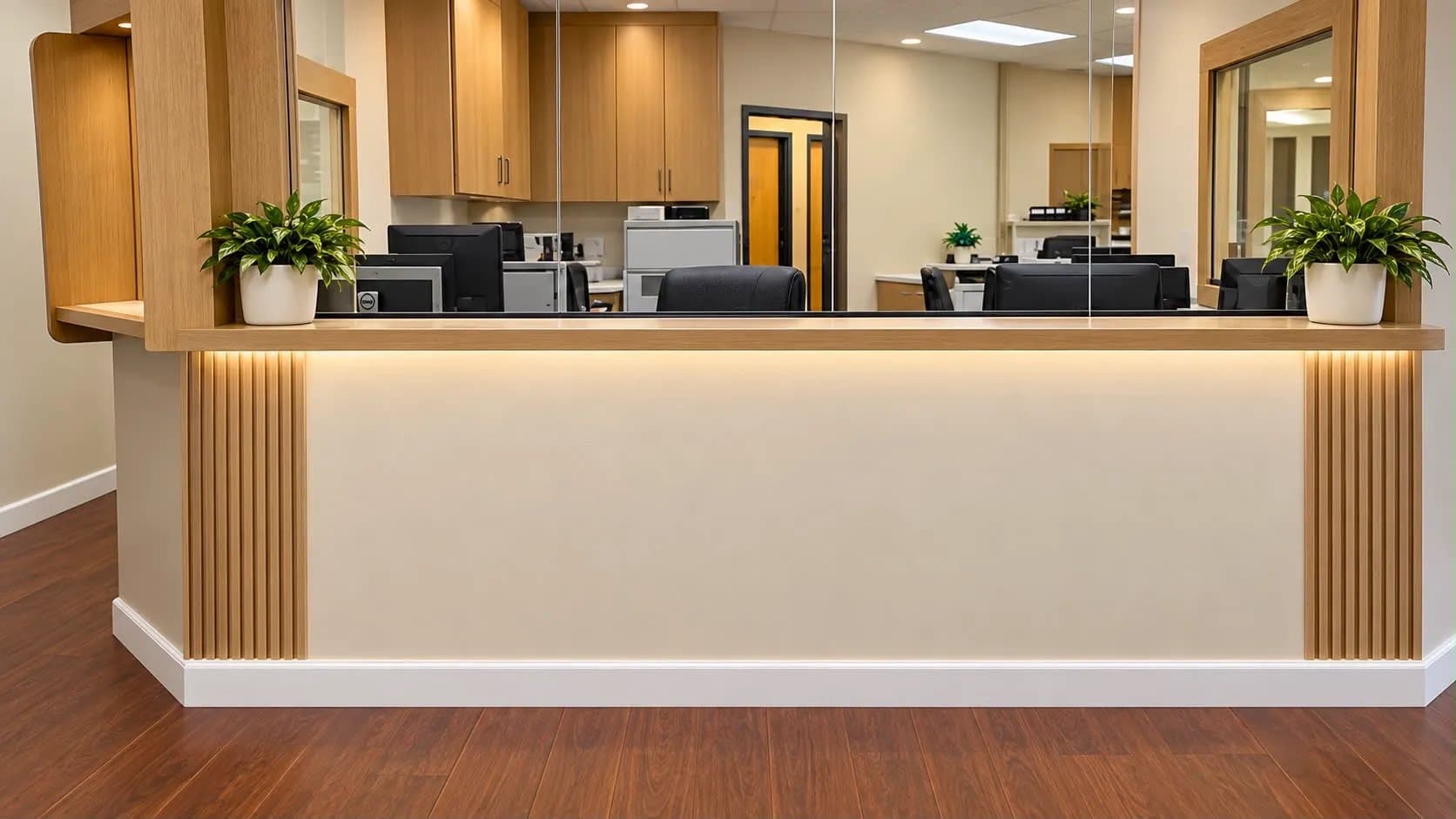 The reception desk at Mission Primary Care