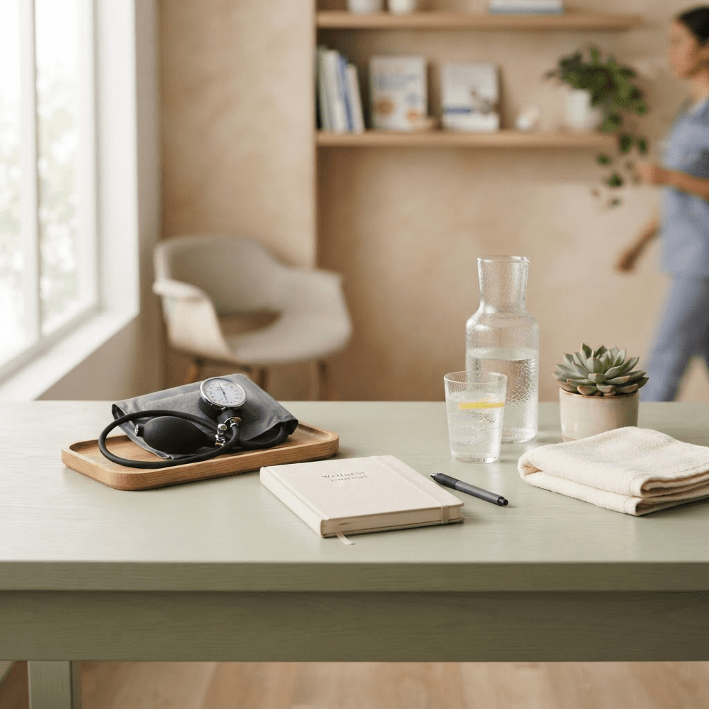 Mission wellness essentials arranged on a table